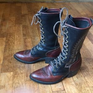 Vintage two-tone roper cowboy boots, women’s 6